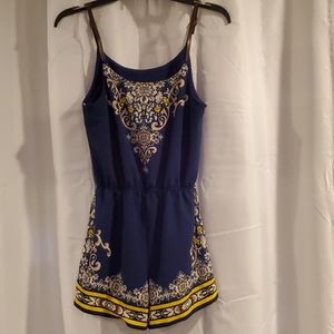 Boho romper lightweight with leather straps